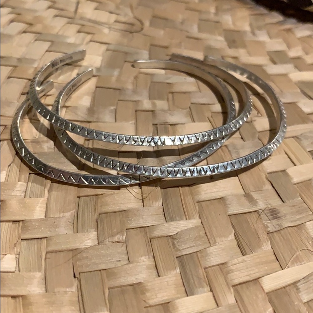Thin Navajo Tahe Stamped  sterling silver cuff